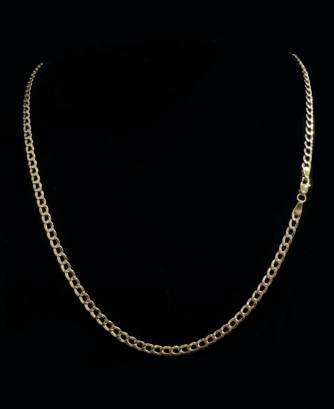 14K Gold Semi-Hollow Flat Cuban Link Chain