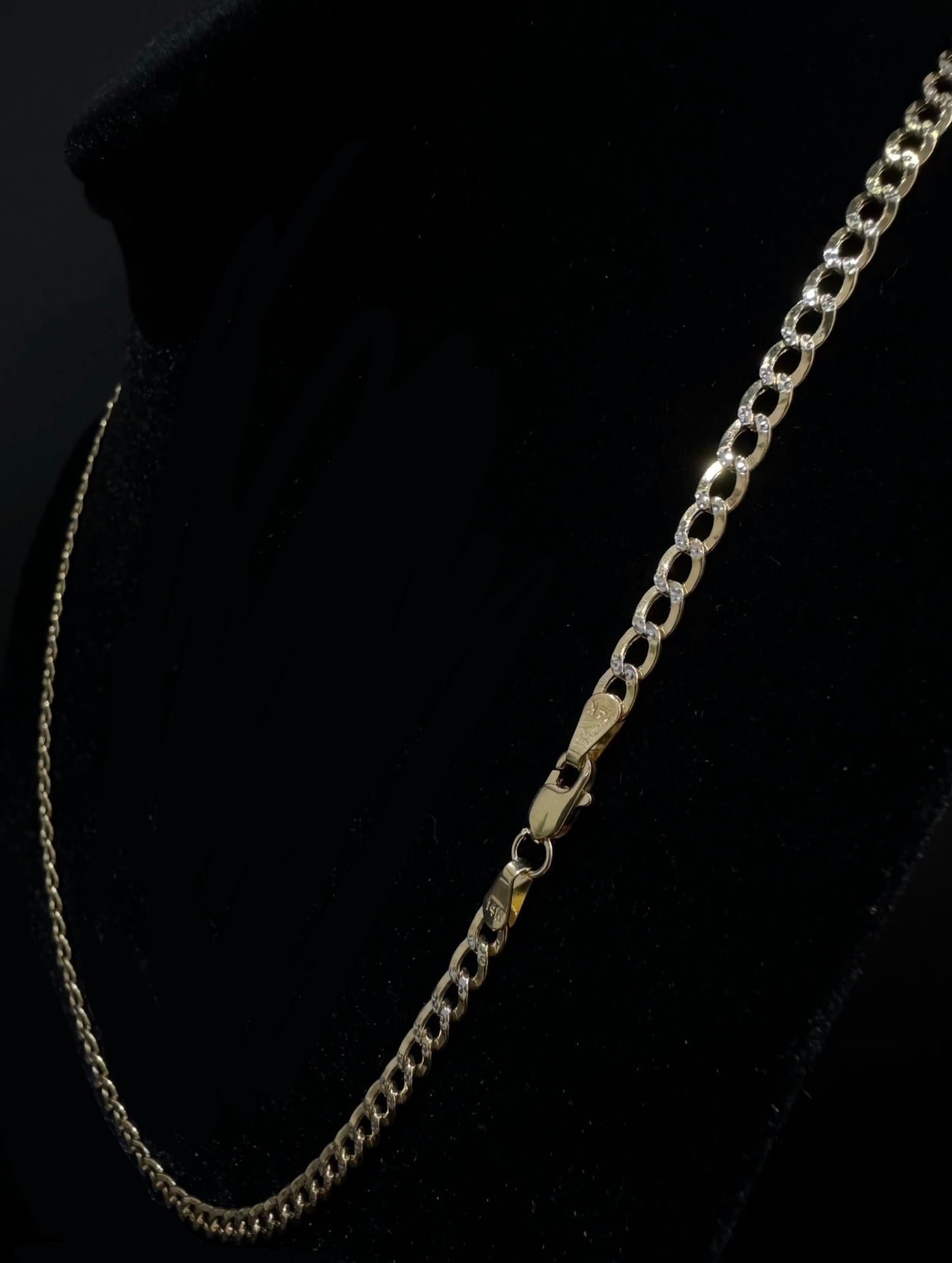 14K Gold Semi-Hollow Flat Cuban Link Chain
