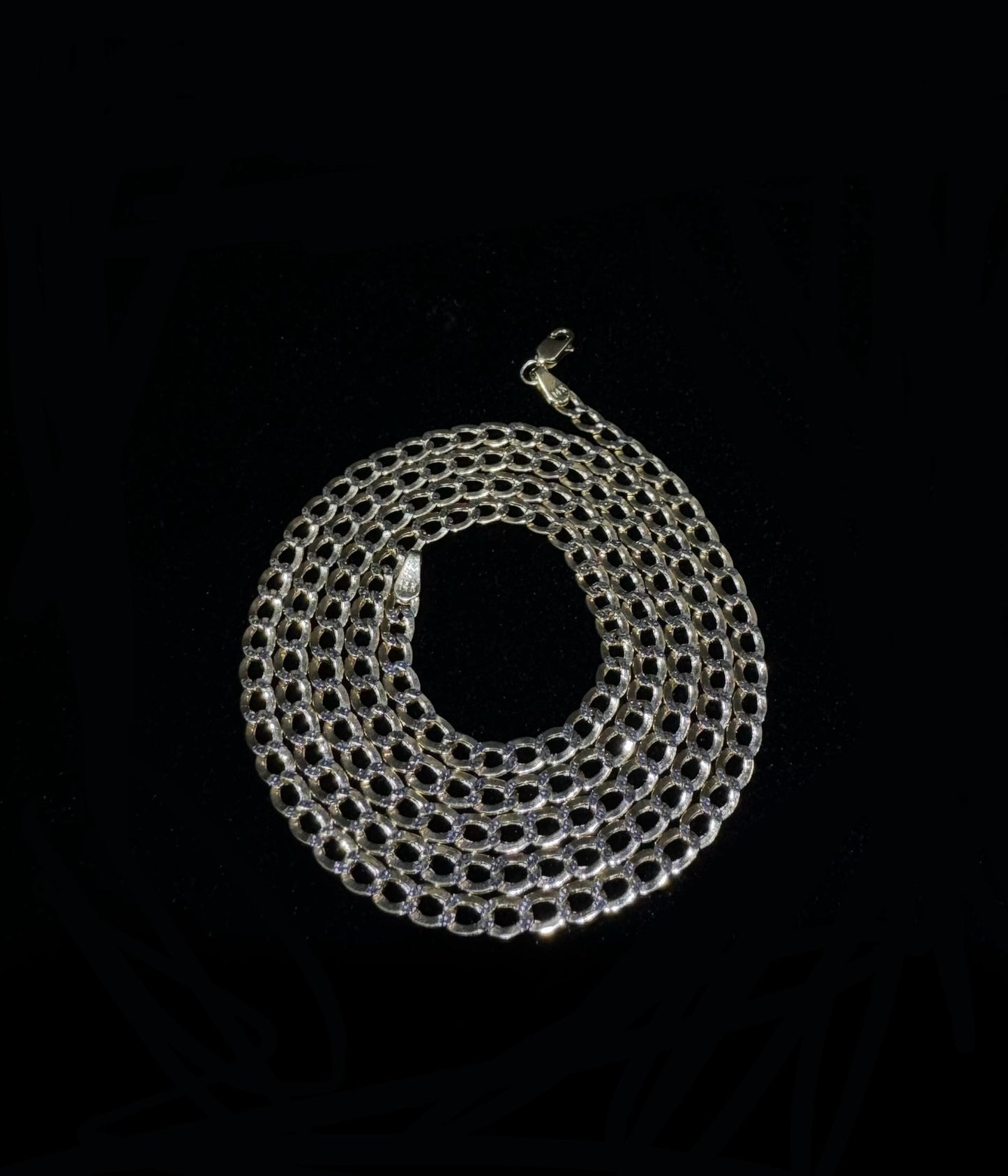 14K Gold Semi-Hollow Flat Cuban Link Chain