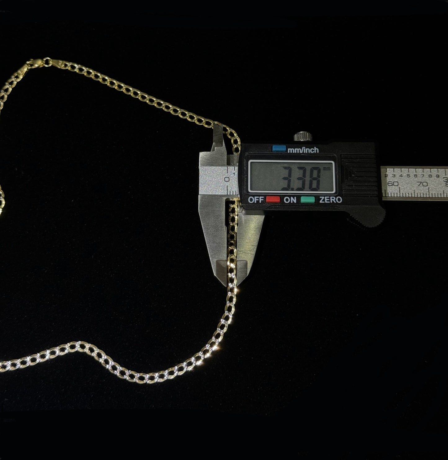 14K Gold Semi-Hollow Flat Cuban Link Chain