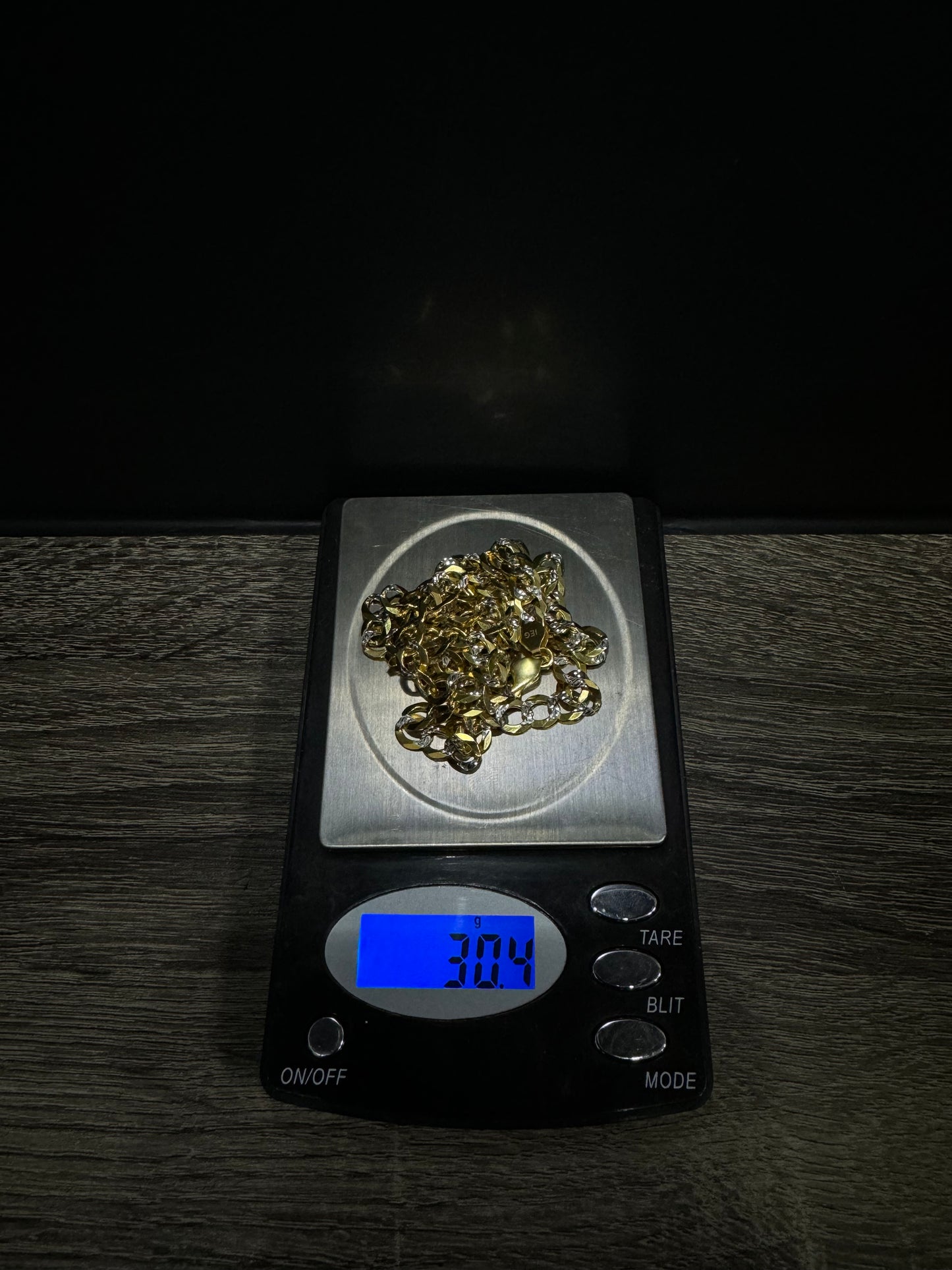 14K Gold Solid Two-Tone Flat Cuban Link Chain