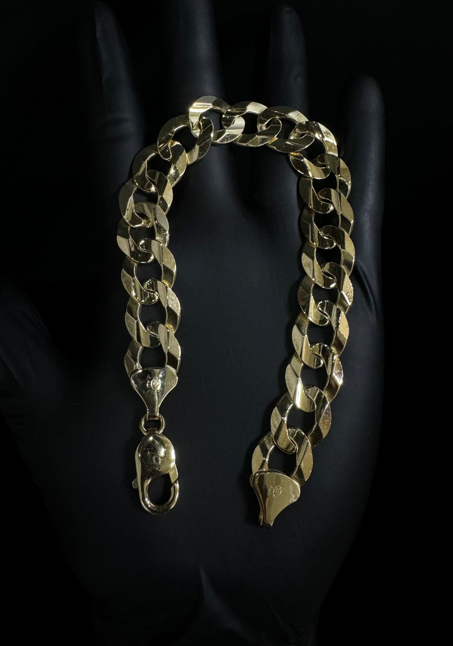 14K Gold Solid Flat Miami Cuban Link Bracelet