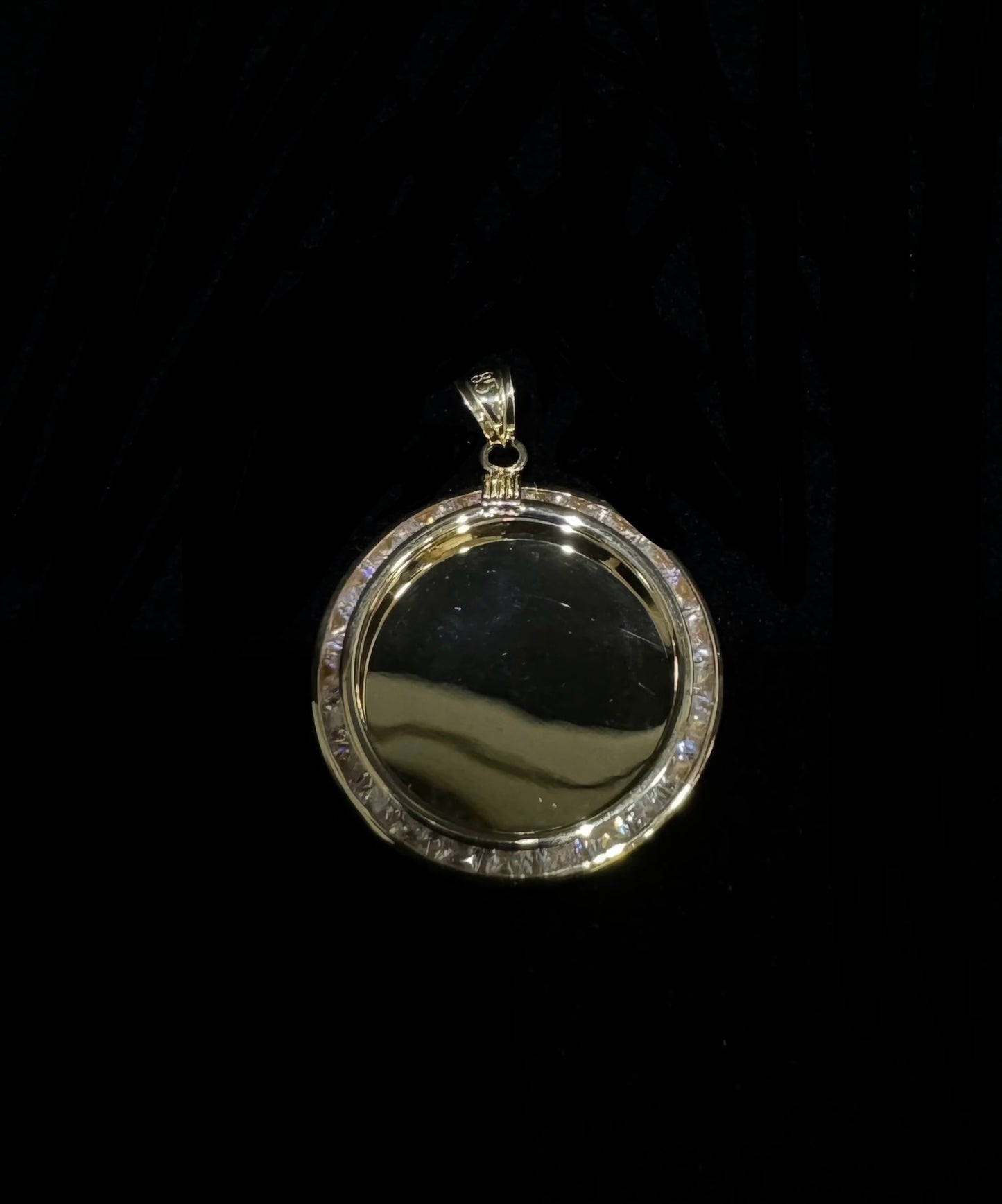14K Gold Picture Pendant With CZ