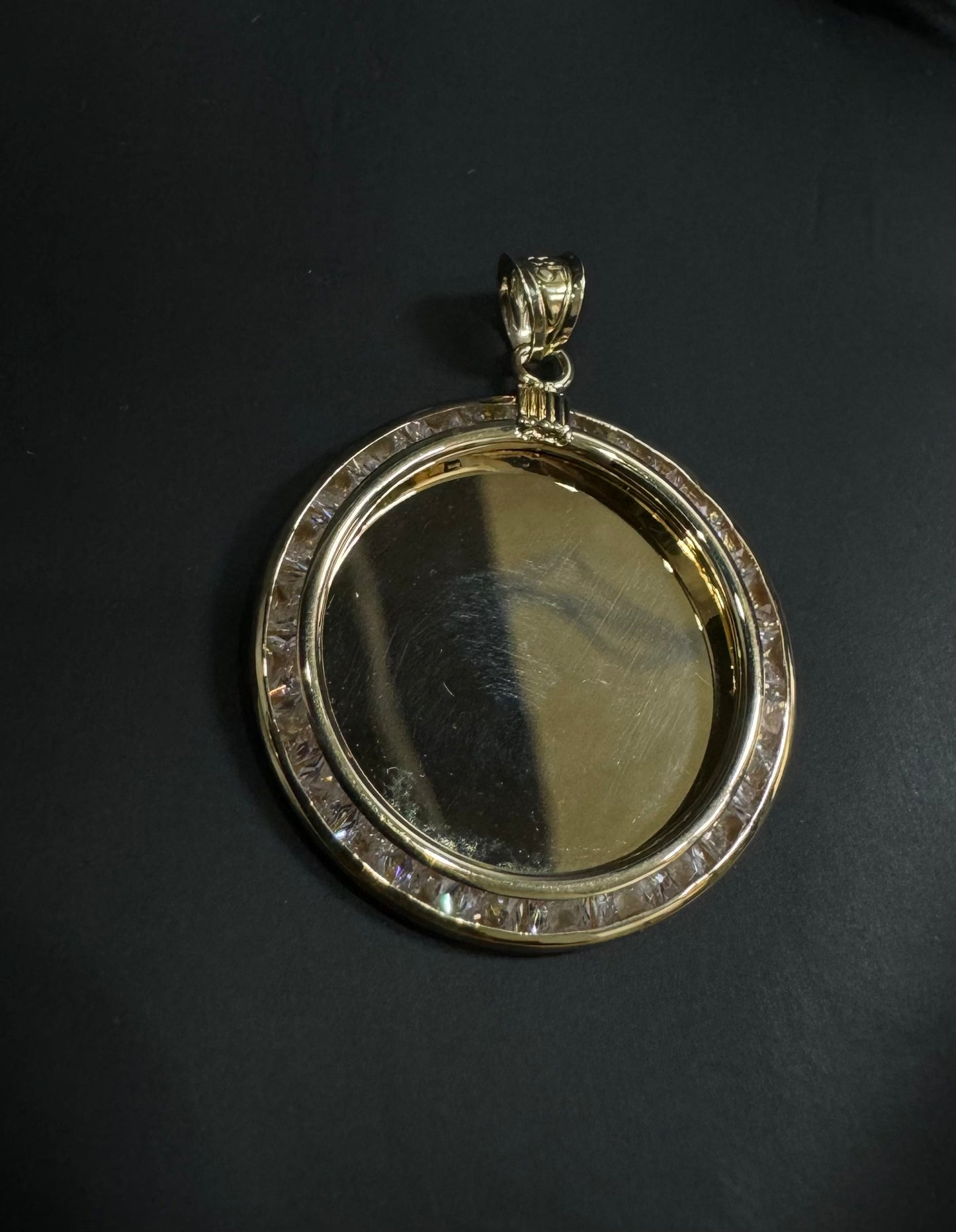 14K Gold Picture Pendant With CZ