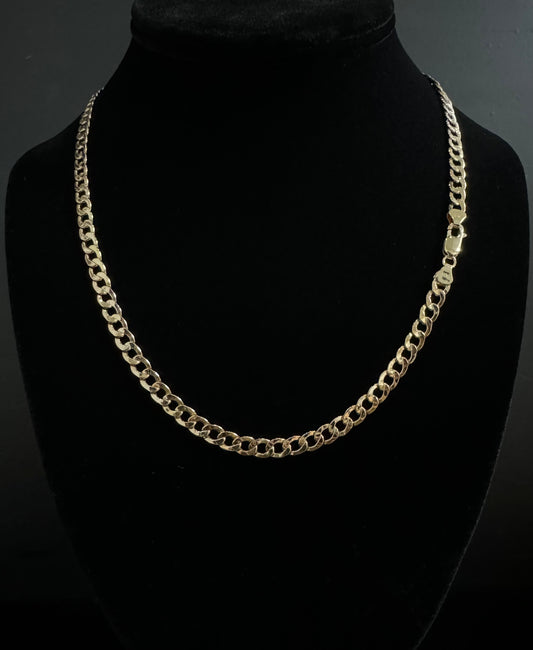 10K Gold Semi-Hollow Flat Cuban Link Chain