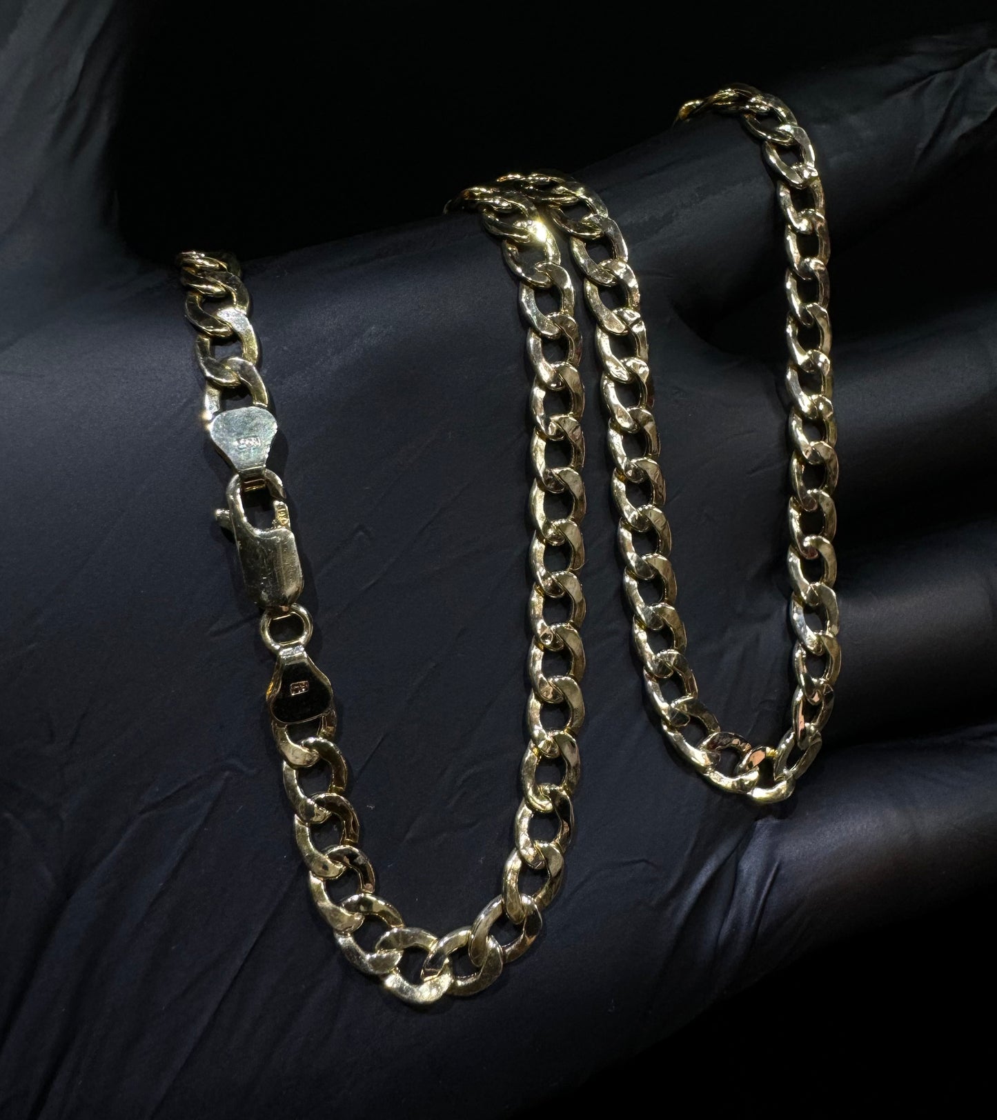 10K Gold Semi-Hollow Flat Cuban Link Chain